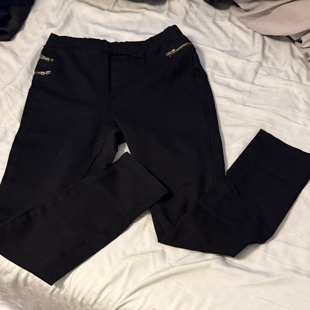 Forever 21 Black Pants with Gold Zipper Details